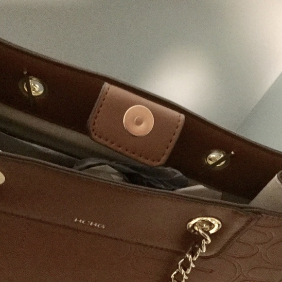 BCBGeneration Squared Lona Handbag Brown Vegan - Picture 4 of 4